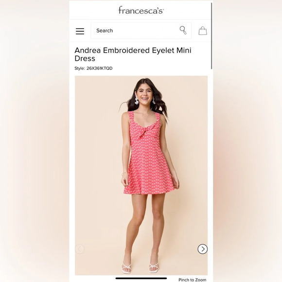 Francesca’s Andrea Embroidered Eyelet Mini Dress - Picture 1 of 5